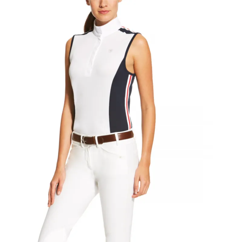 Ariat Fashion Aptos Colourblock Sleeveless Ladies Show Top - White/Navy